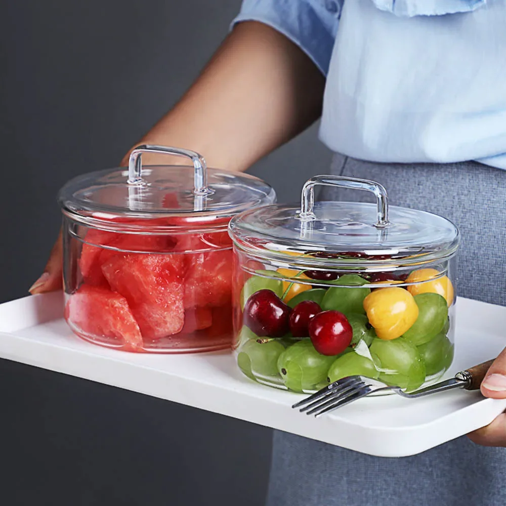 Food Storage Glass Round - 1 قطعة وعاء زجاجي مقاوم للحرارة