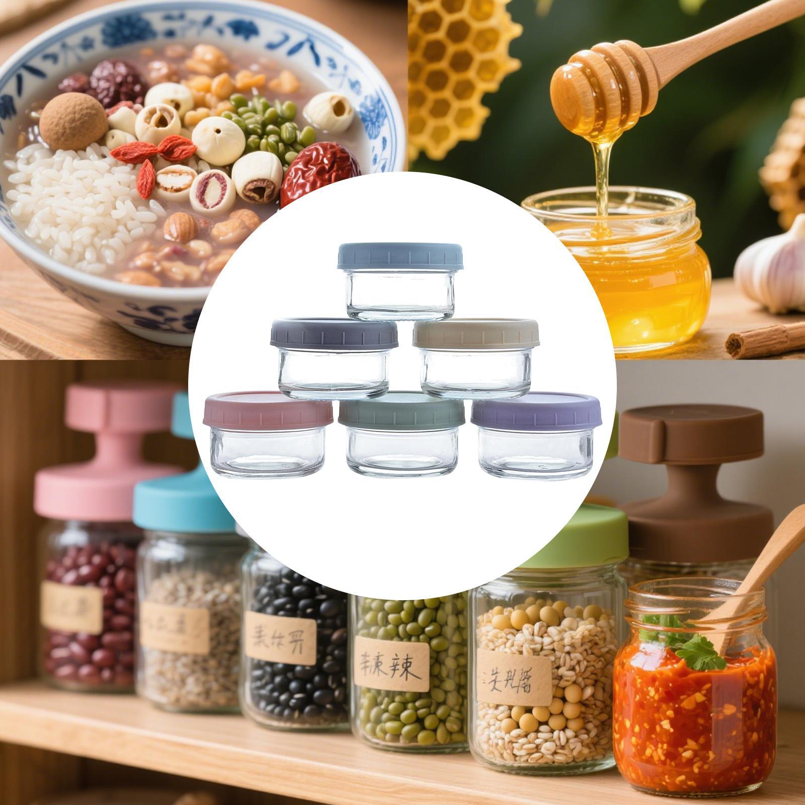 Food Storage Glass Round - أوعية زجاجية صغيرة مع أغطية مانعة