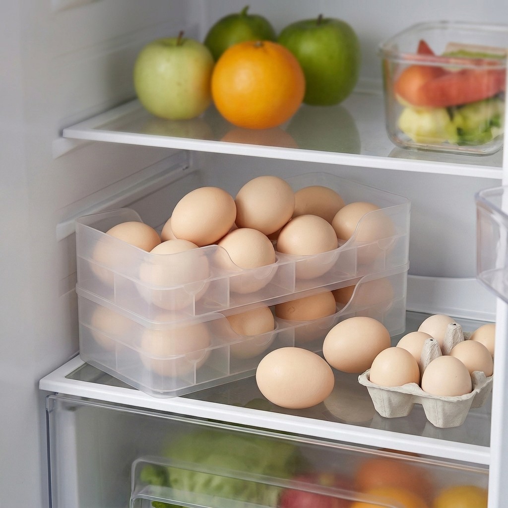 Food Storage Refrigerator - حامل بيض قابل للتكديس لباب الثلاجة،