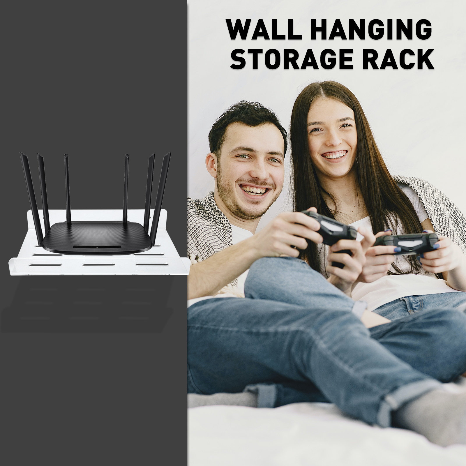 Food Storage And Organizer - 1 مجموعة رف تخزين راوتر مثبت