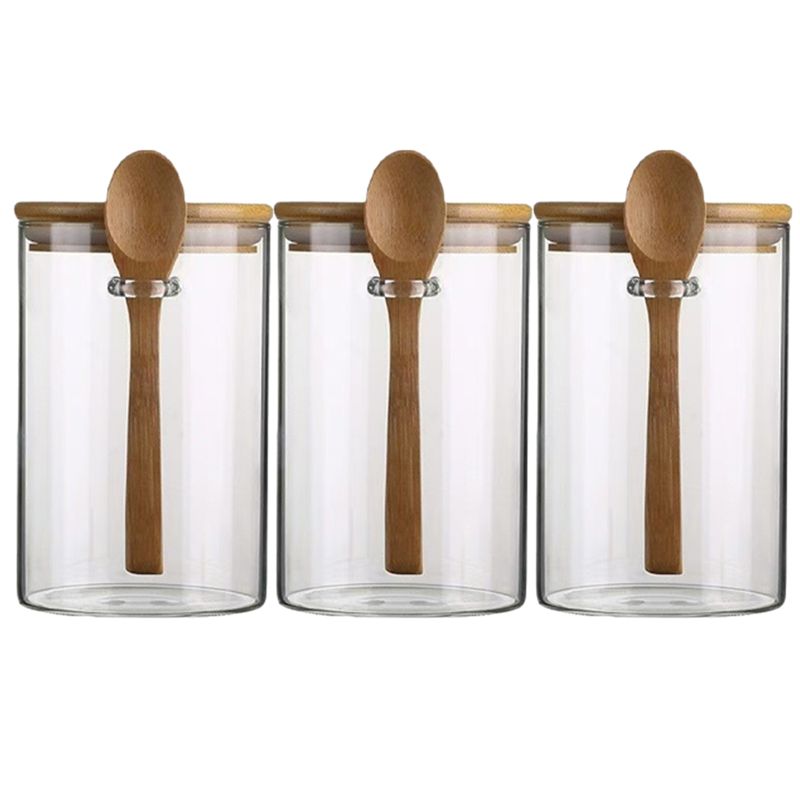 Food Storage Glass Round - J1UL1N: أوعية تخزين زجاجية شفافة، أوعية