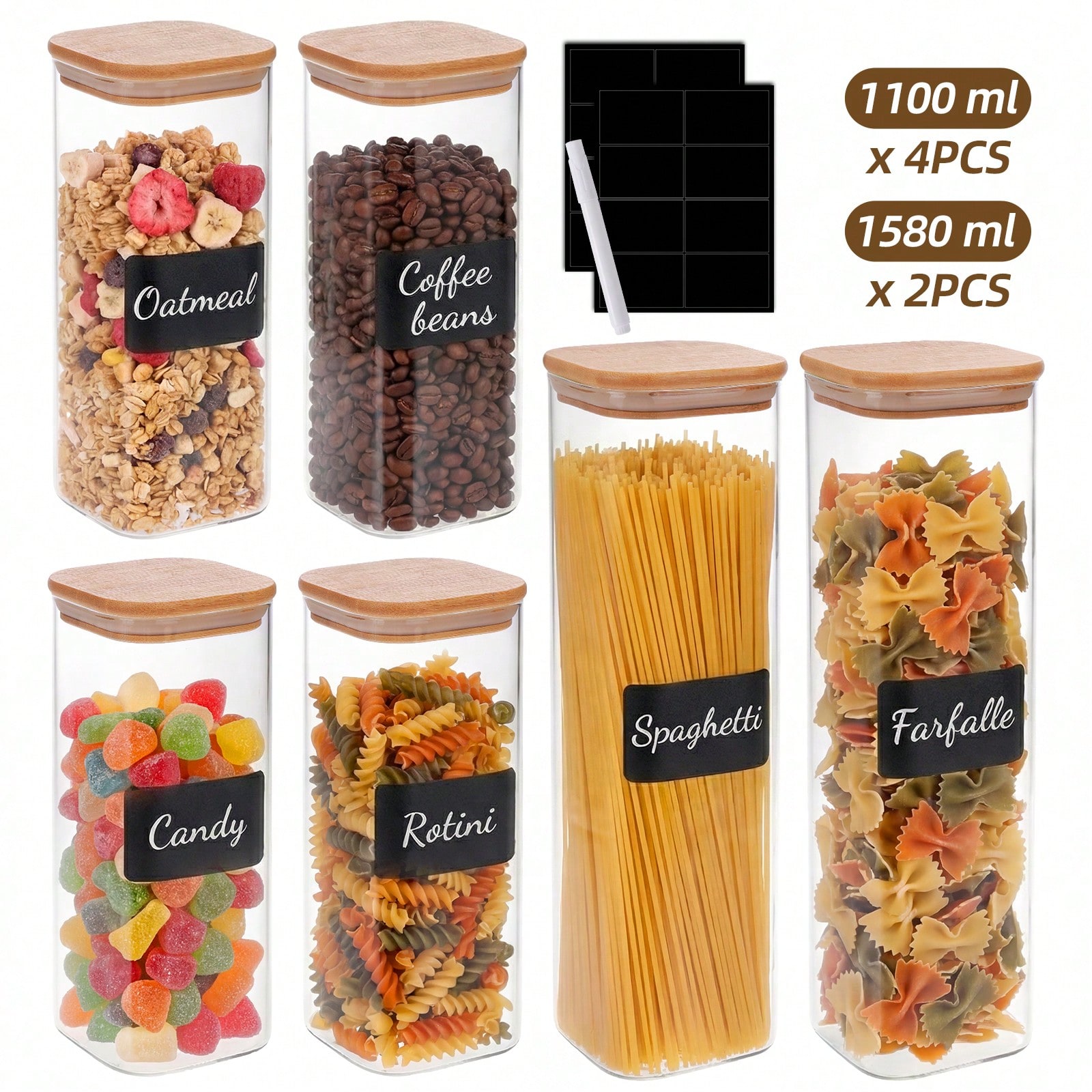 6/12 قطعة من حاويات تخزين الطع - مراجعة Food Storage For Pantry وسعره