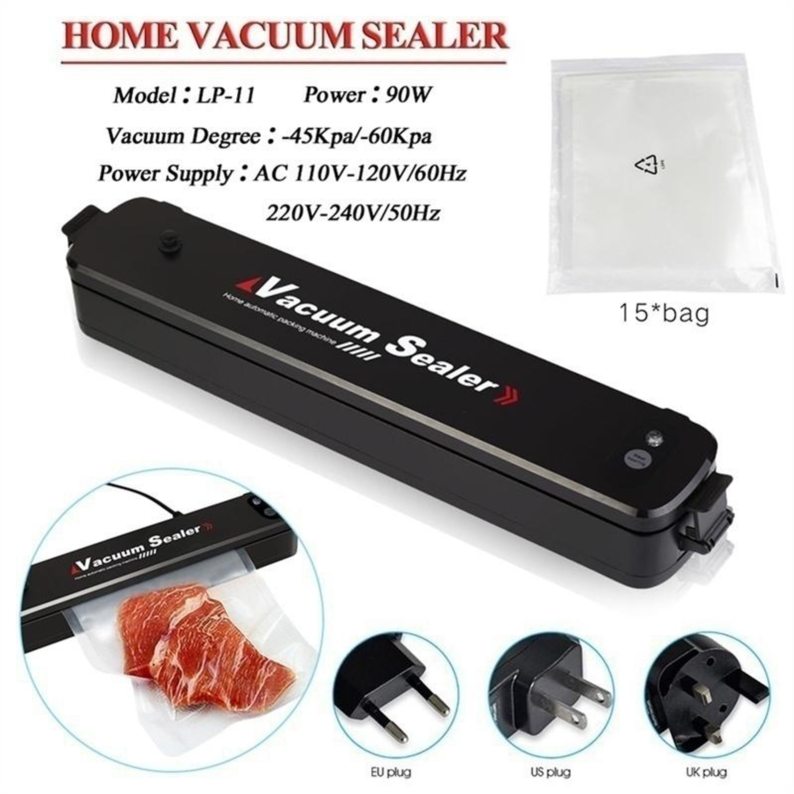 آلة تفريغ الهواء الأوتوماتيكية - مراجعة Food Storage Vacuum Seal Bags وسعره