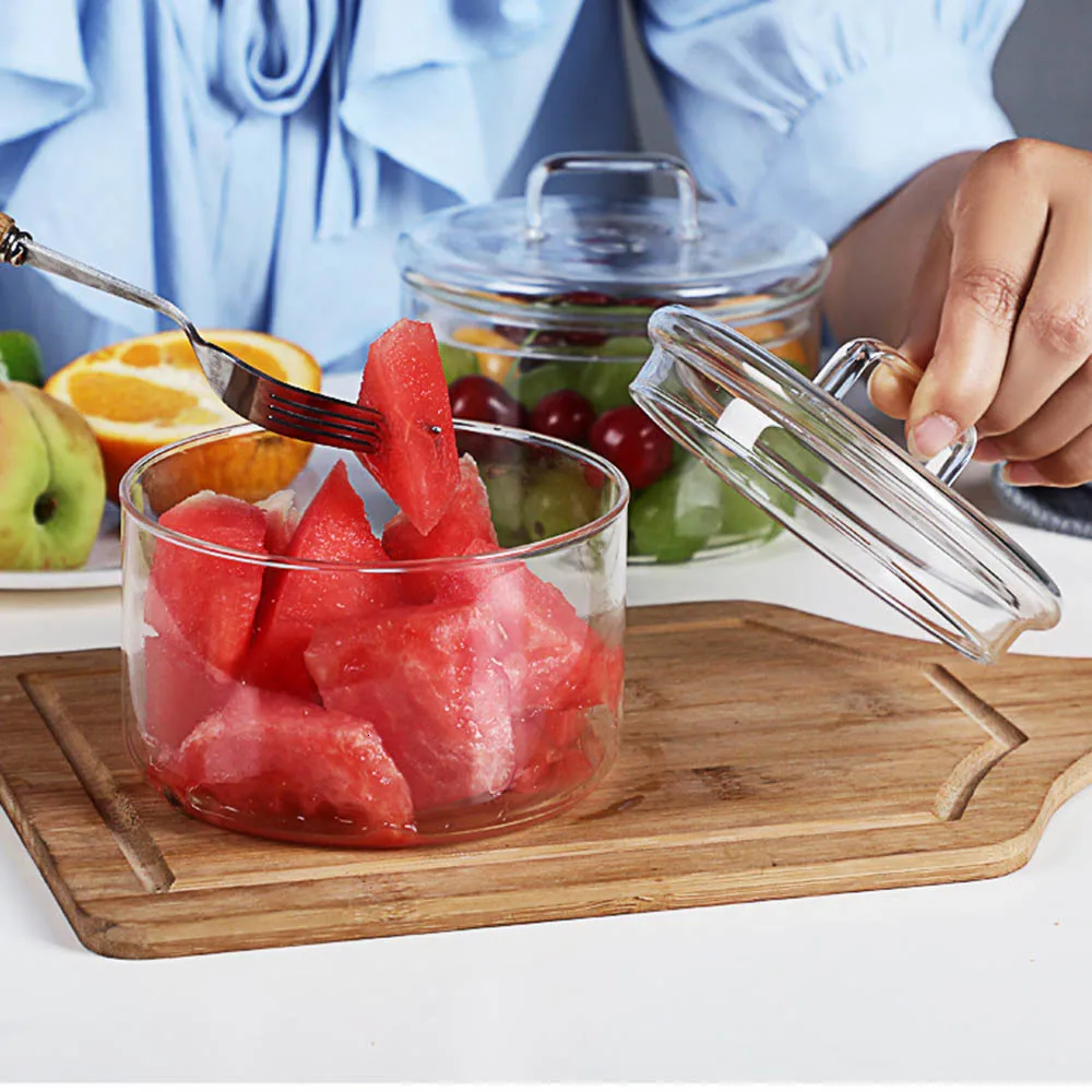 1 قطعة وعاء زجاجي مقاوم للحرار - مراجعة Food Storage Glass Round وسعره