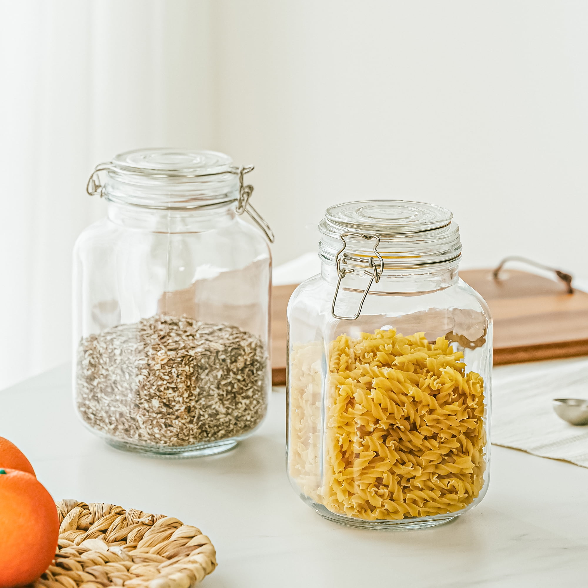 وعاء زجاجي محكم الإغلاق بسعة 6 - مراجعة Food Storage For Pantry وسعره