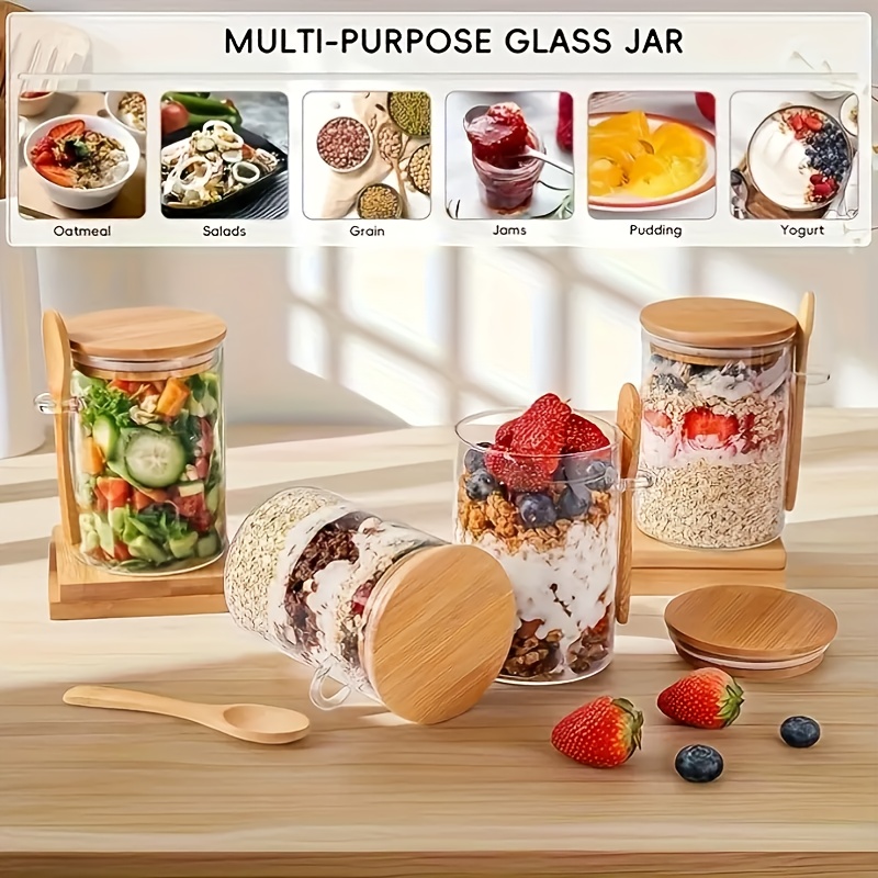 مجموعة أكواب زجاجية للشوفان، ت - مراجعة Food Storage Glass Round وسعره