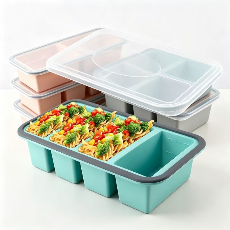 قوالب سيليكون للفريزر مع غطاء، - مراجعة Food Storage Silicone وسعره