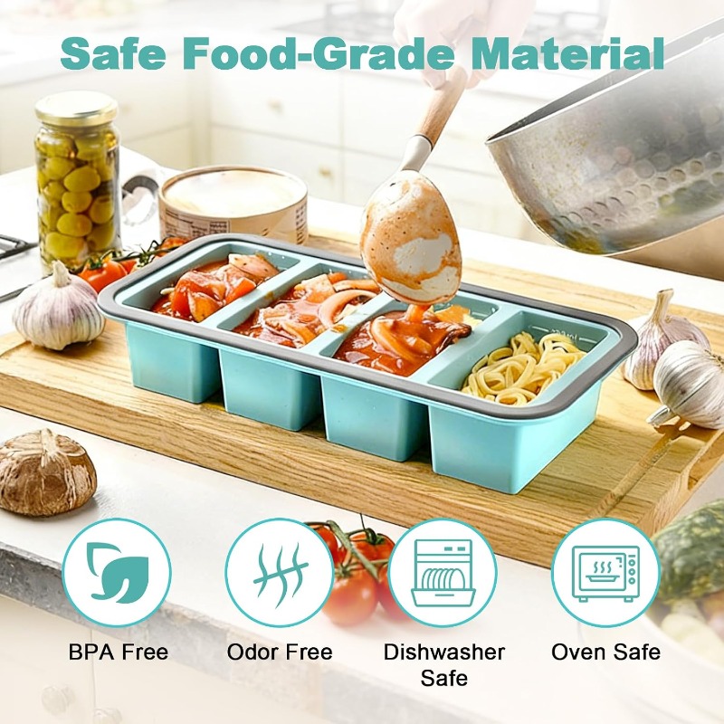 قوالب سيليكون للفريزر مع غطاء، - مراجعة Food Storage Silicone وسعره