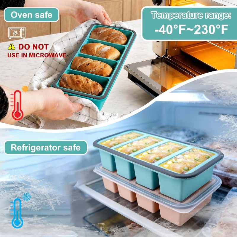 قوالب سيليكون للفريزر مع غطاء، - مراجعة Food Storage Silicone وسعره