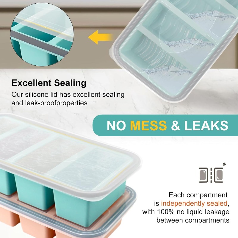 قوالب سيليكون للفريزر مع غطاء، - مراجعة Food Storage Silicone وسعره